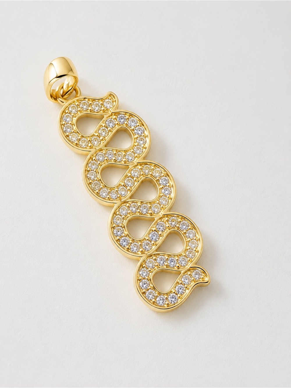 18k solid Gold Pave Snake Pendant Necklace - Women Jewelry